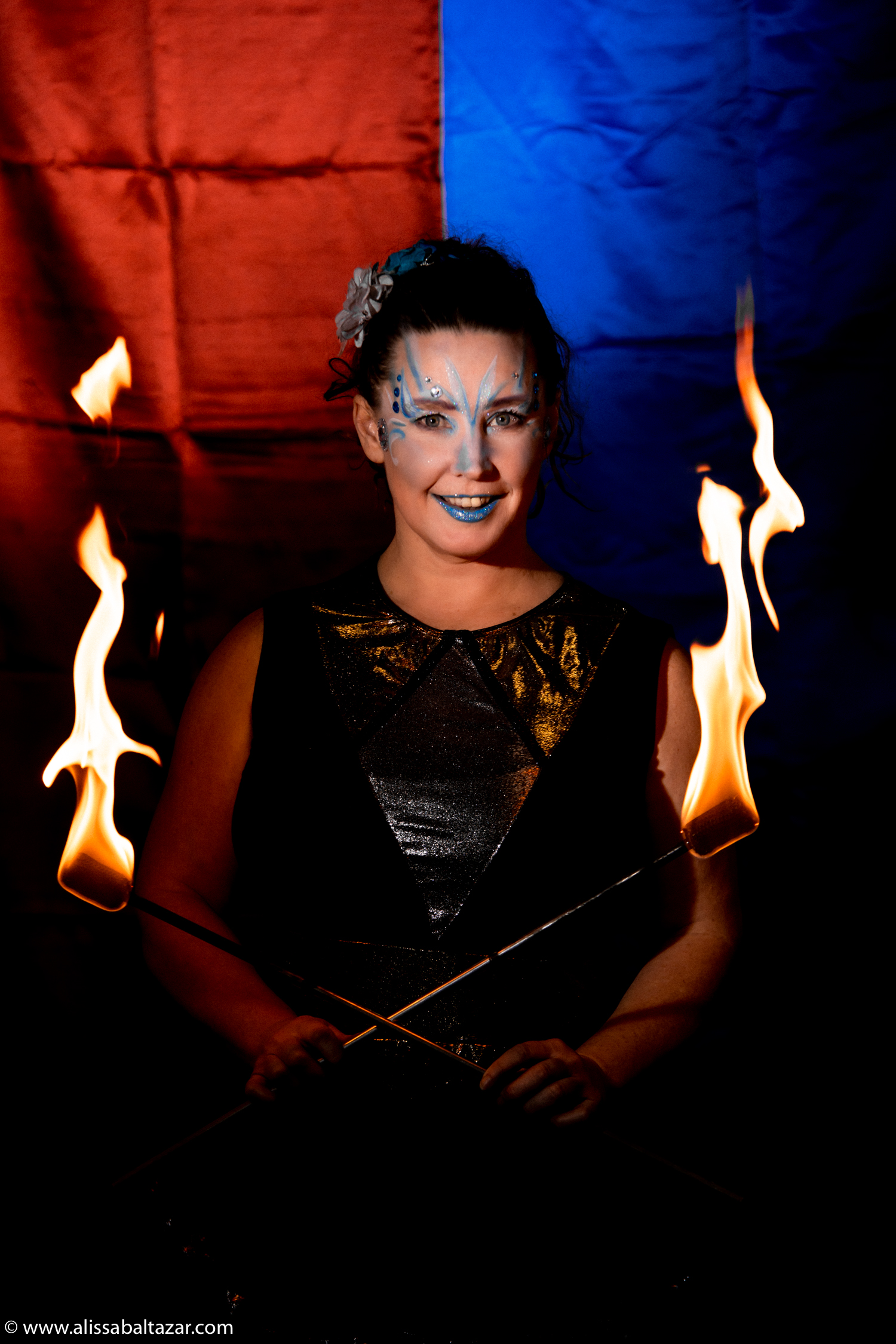 fire and ice performer with real fire