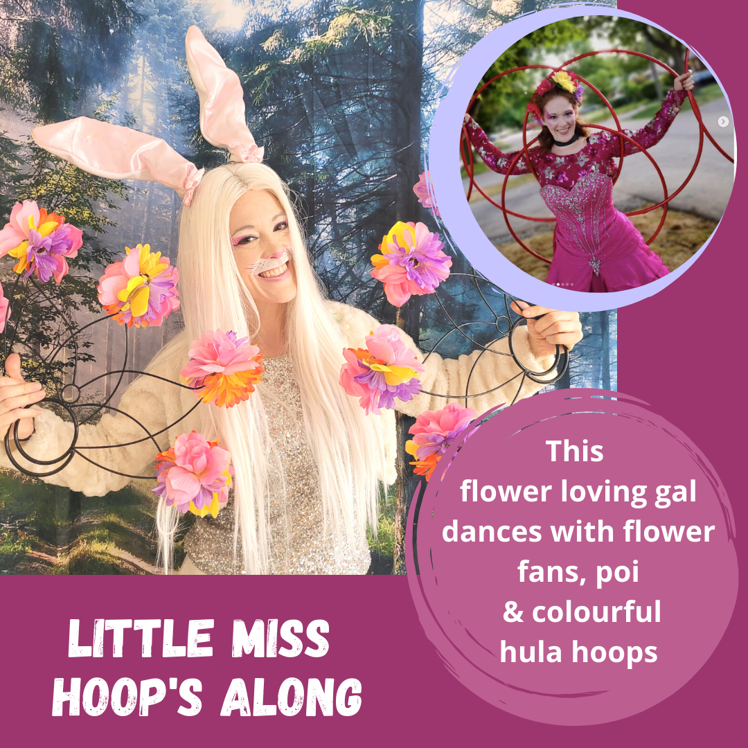 Little miss hoops along character from scarlet black and hoop you